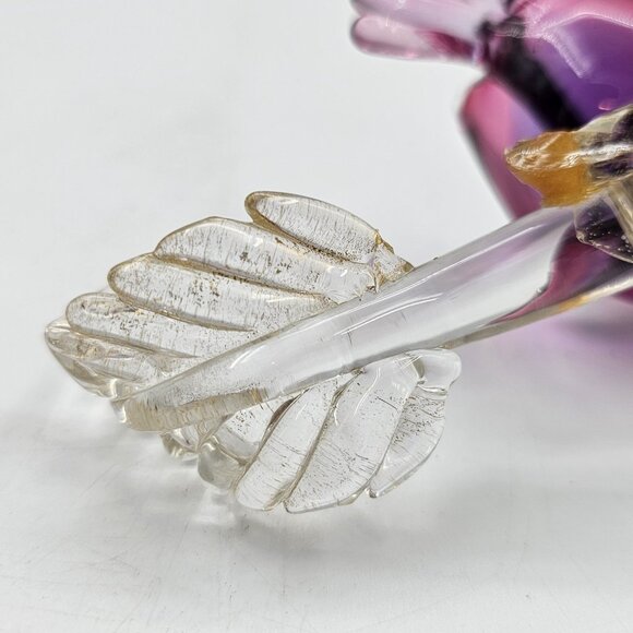 Murano Hand Blown Art Glass Bird Sculpture on Gold Fleck Branch Figurine 3.50 in - Picture 9 of 13